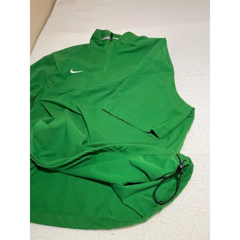 Nike Dri-Fit Mens XL Green Quarter Zip Short Sleeve Windbreaker Pullover Jacket